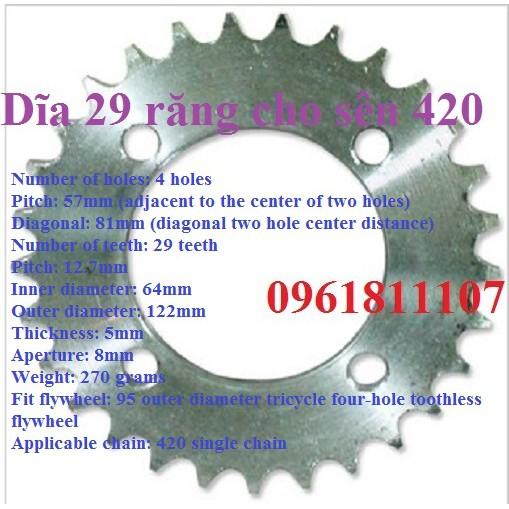 Dĩa 420 cho motor giảm tốc chế xe điện
