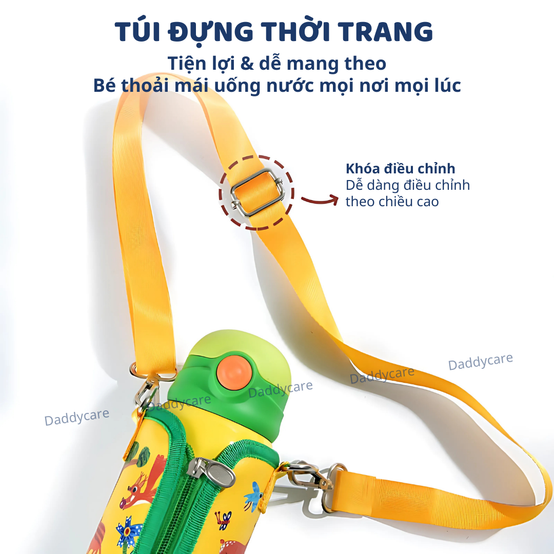 Bình nước cho bé đi học giữ nhiệt Mideer Vacuum Insulated Bottle có ống hút dây đeo cao cấp