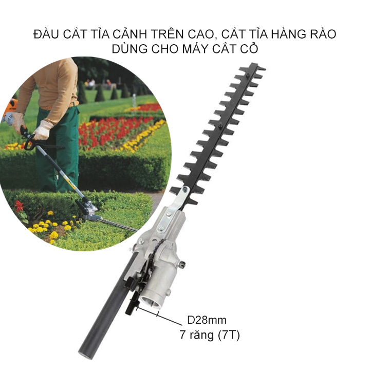 Đầu tỉa cành trên cao, cắt tỉa hàng rào, cắt tỉa cây, gắn máy cắt cỏ loại D26-28mm tùy chọn