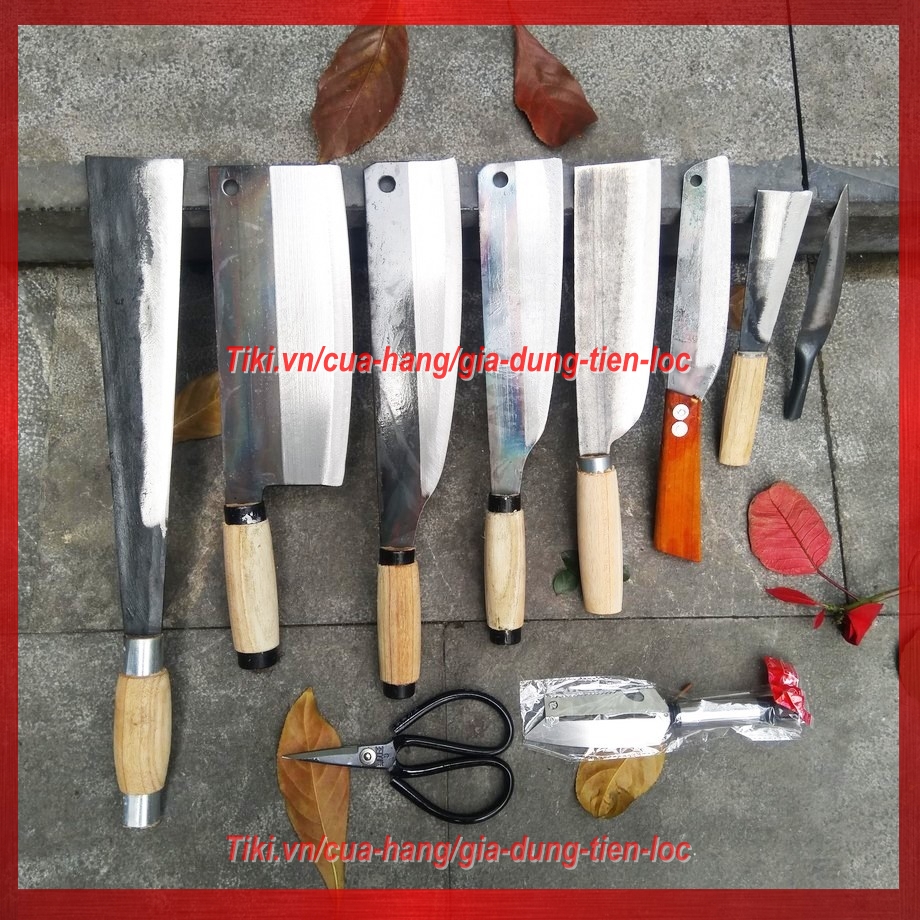 Bộ dao kéo nhà bếp 10 món cán gỗ size s