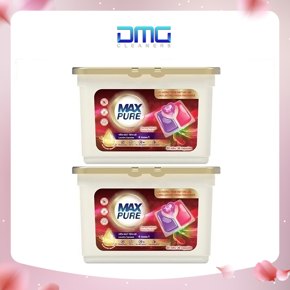 Combo 2 Hộp Viên Giặt Tiện Lợi Max Pure 4in1 Hương Đắm Say (30 viên/hộp)