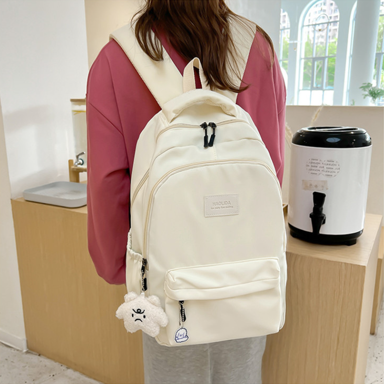 Balo nữ xinh màu trơn đi học thời trang Ulzzang đẹp rẻ dáng to ngăn laptop chống thấm nước học sinh cấp 3 sinh viên