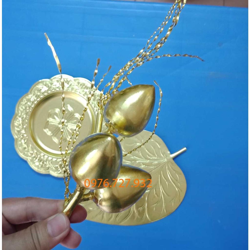 Trầu cau thờ cúng bằng đồng, quả cau lá trầu bằng đồng, bộ trầu cau trùm 3 quả