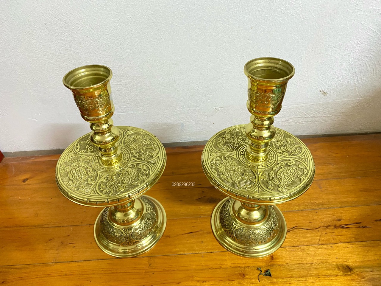 Đôi chân đèn nến cao 33cm bằng đồng thau - Nến S2