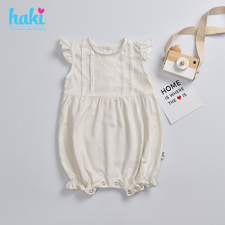 Bộ romper cánh tiên xếp ly ngực cho bé gái Haki BL002, bộ body cho bé, baby bodysuit, set áo liền quần cho bé từ 6-13kg