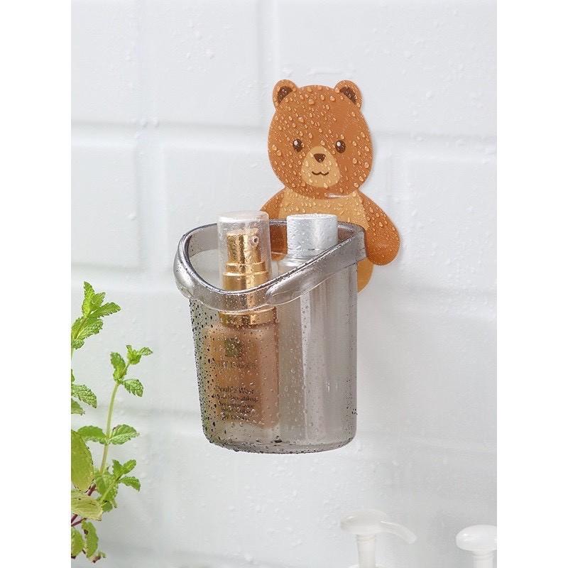 Cốc Gấu Dán Tường Để Bàn Chải - Kem Đánh Răng Dành Cho Bé, Sử Dụng Miếng Dán Chắc chắn,Tiện Dụng và Không Khoan Tường. Takyhome 4060