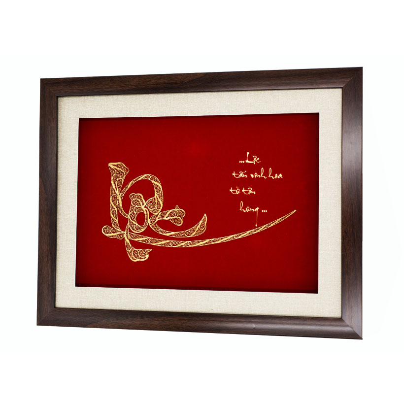 Quà tân gia cao cấp: Tranh Chữ Lộc mạ vàng 24K size lớn