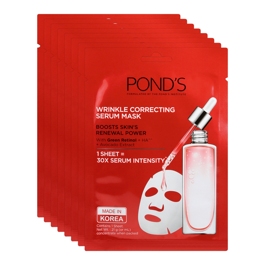 Combo 8 Mặt Nạ Tinh Chất Pond's Làm Mờ Nếp Nhăn Wrinkle Correcting Serum Mask (21g x 8)