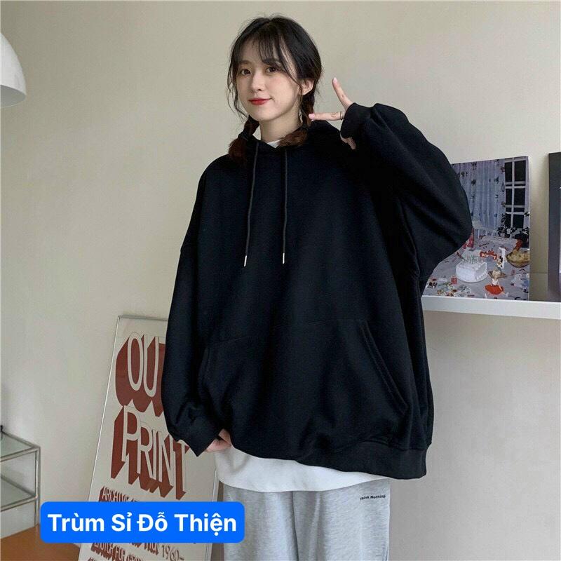 Áo hoodie trơn đen chất nỉ bông cao cấp Unisex bigsize nam nữ ấm áp mùa đông chống nắng mùa hè đi học chơi du lịch đẹp