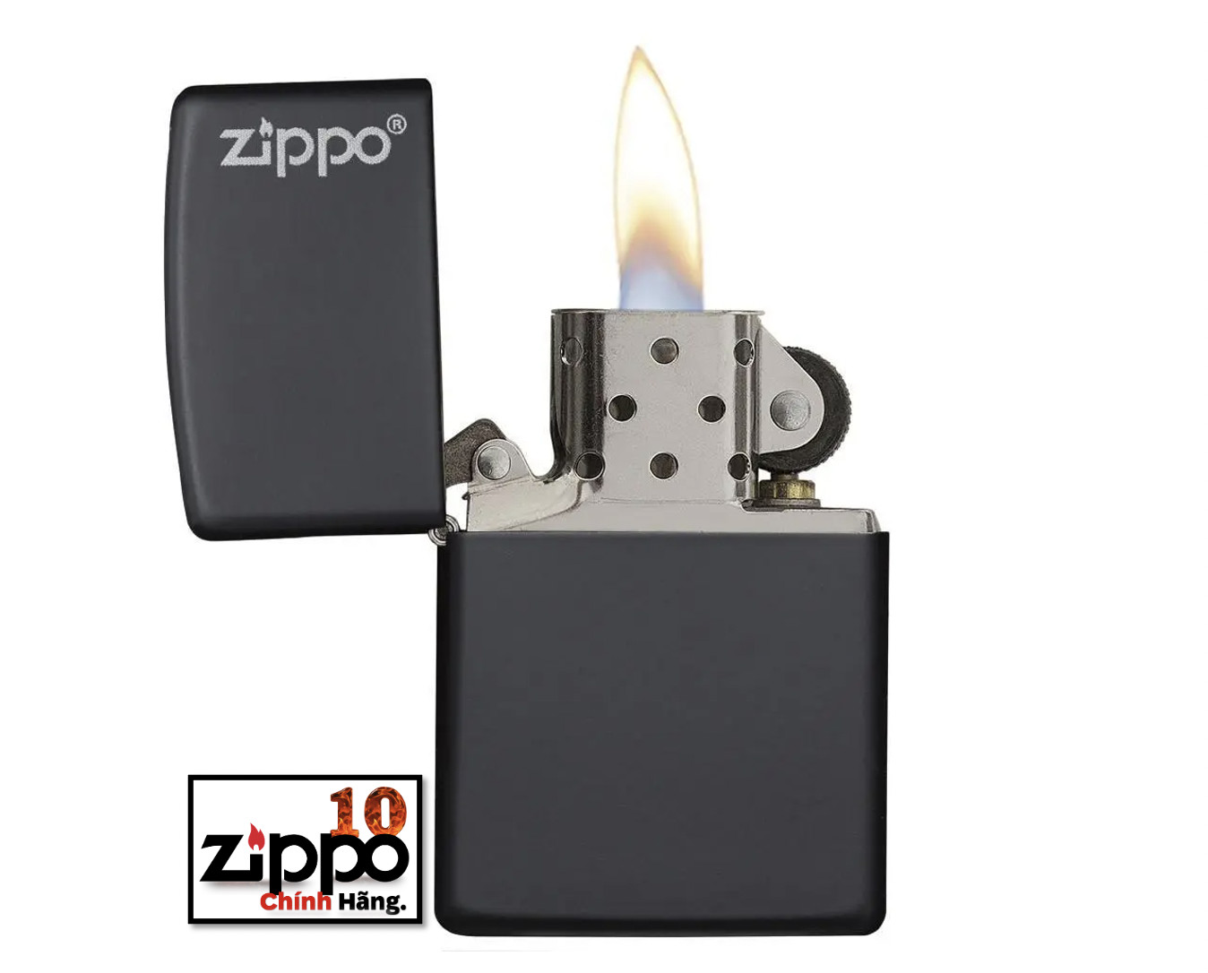 Bật lửa ZIPPO 218ZL Classic Black Matte with Zippo Logo - Chính hãng 100%