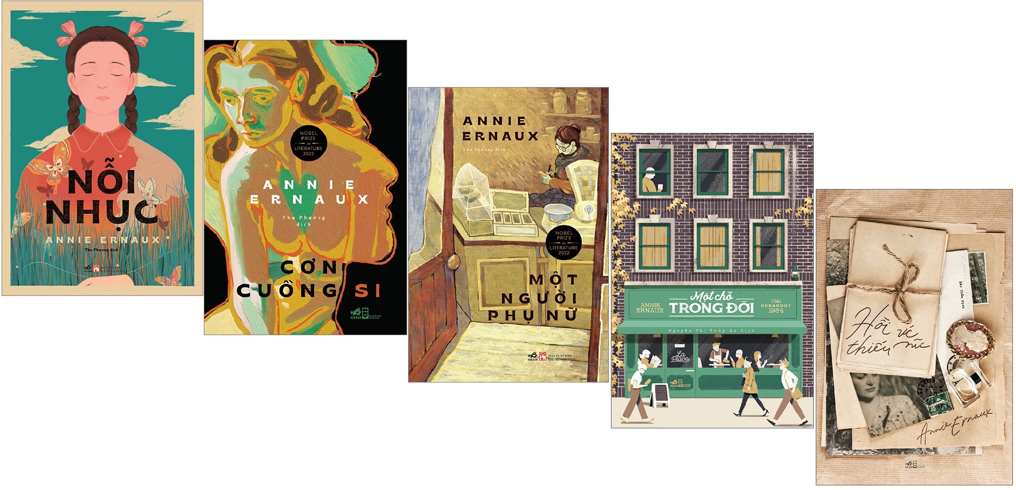 Combo 5 cuốn sách của Annie Ernaux - Tác Giả Đoạt Giải Nobel Văn Chương Năm 2022: Một Chỗ Trong Đời + Hồi Ức Thiếu Nữ + Một Người Phụ Nữ + Cơn Cuồng Si + Nỗi Nhục