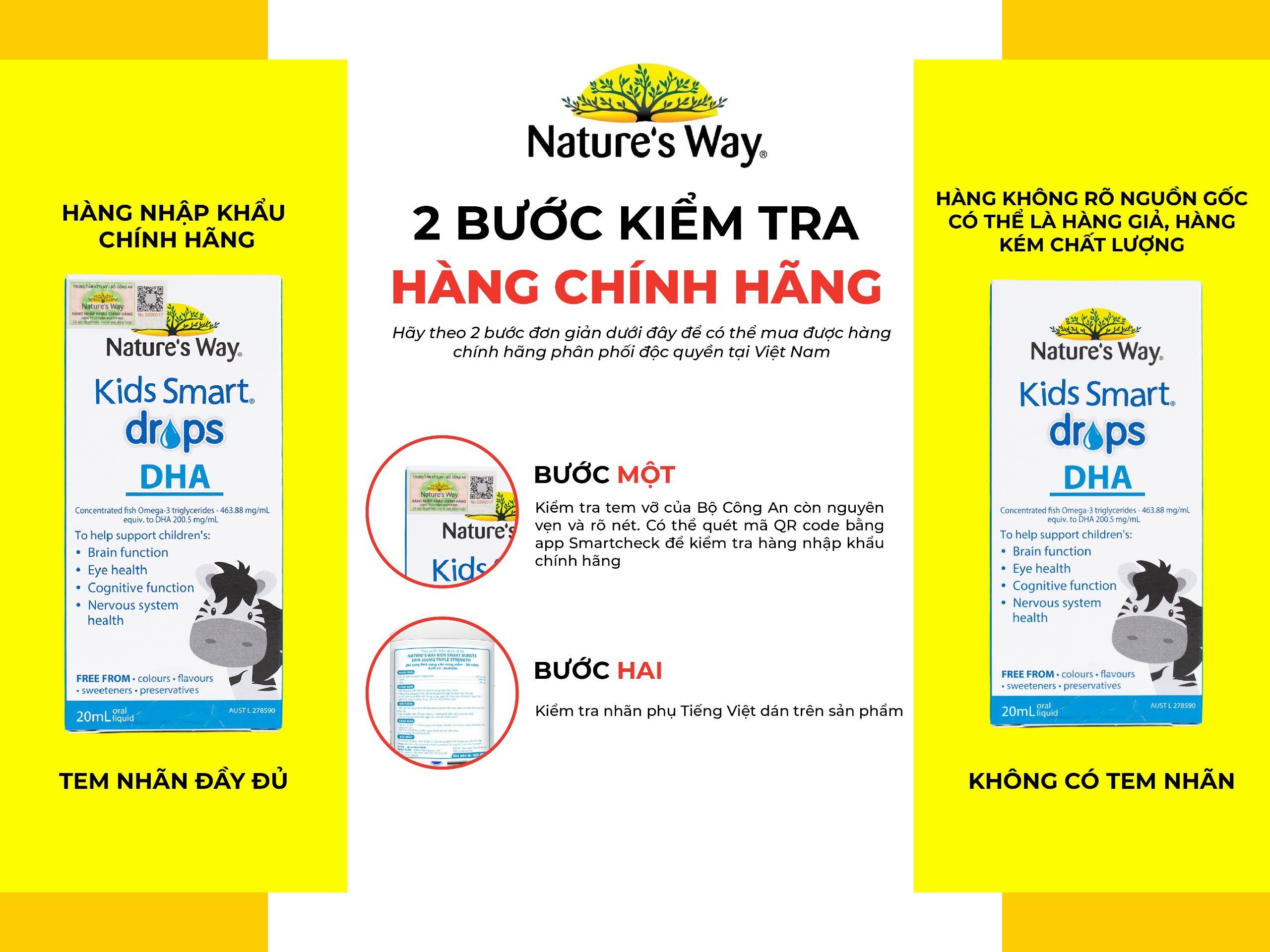 Kẹo Dẻo Cho Bé Nature's Way Kids Smart Vita Gummies Omega-3 DHA Fish Oil Tăng Cường Trí Thông Minh Cho Bé Hộp 60v