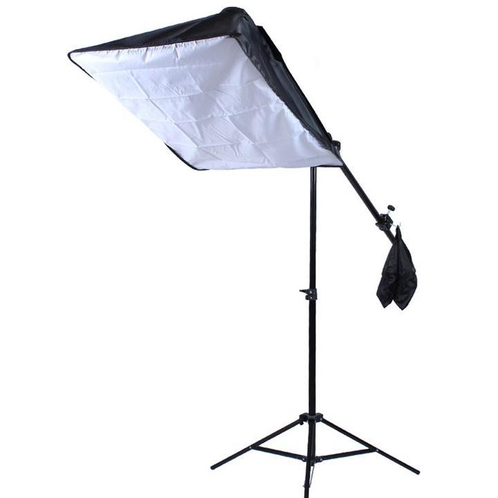 Chân đèn cao 2m - Tay boom đèn 140cm - Softbox đèn led 4 đuôi 50 x70cm