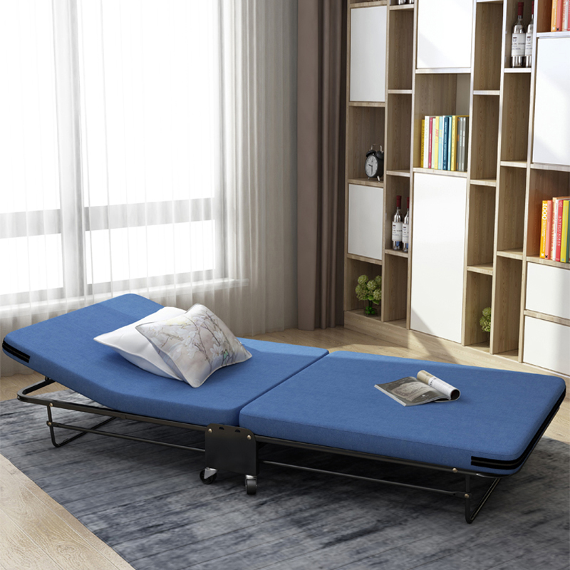 Giường gấp văn phòng có bánh xe giường xếp ngủ gấp gọn gia đình cao cấp có lớp đệm dầy khung hợp kim sơn tĩnh điện chịu lực tốt - Hàng chính hãng