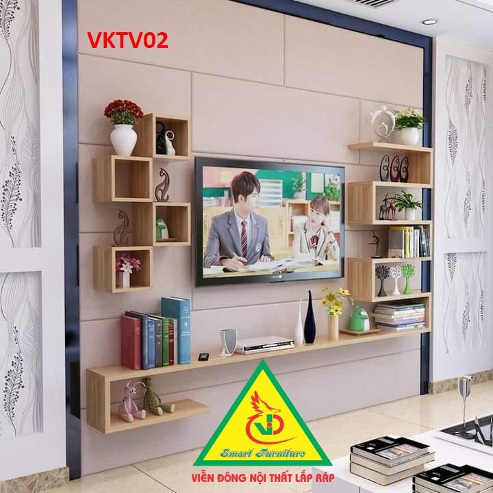 BỘ KỆ TI VI TREO TƯỜNG TRANG TRÍ VKTV02 - NỘI THẤT LÁP RÁP