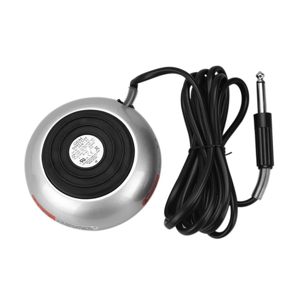 Tattoo Foot Pedal Round Power Supply Switch Controller w/ Silicone Cord Silver
