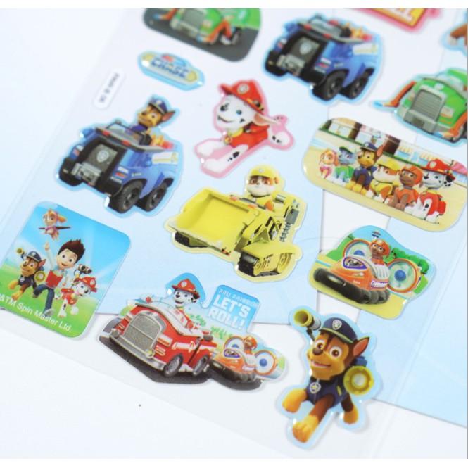 (Nhiều mẫu) Sticker dán nổi 3D Doreamon, Biệt đội chó cứu hộ, Siêu nhân người nhện Spider man, Khủng long