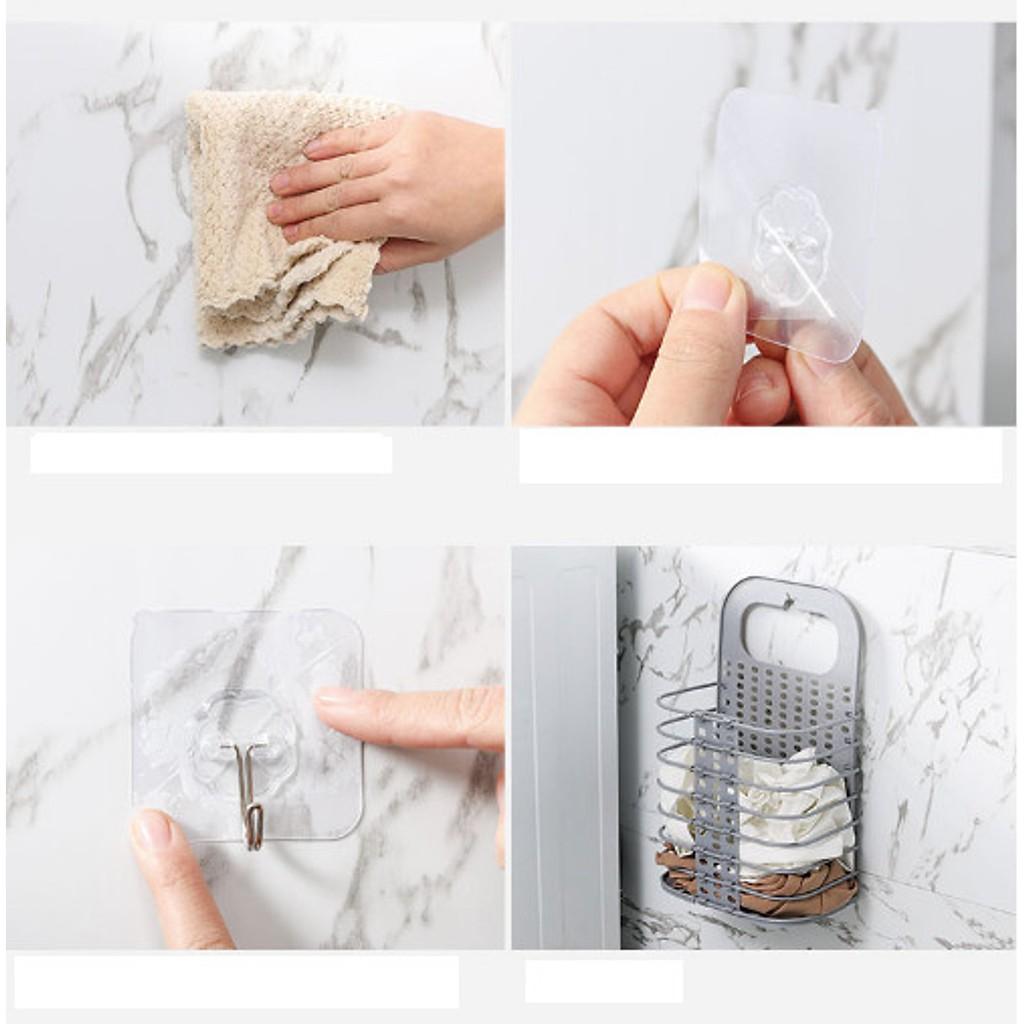 Rổ treo quần áo xếp gọn, giỏ treo đồ đa năng tặng kèm miếng dán hút chân không chắc chắn