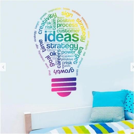 Decal trang trí tường Bóng đèn chữ IDEAS