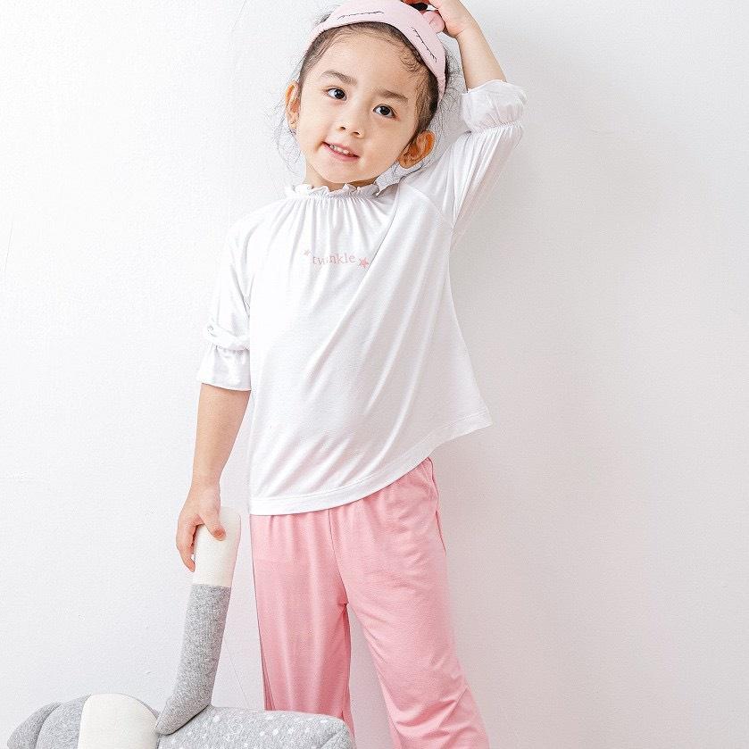 Bộ quần áo dài tay Nous pyjama trắng hồng 2-5 tuổi