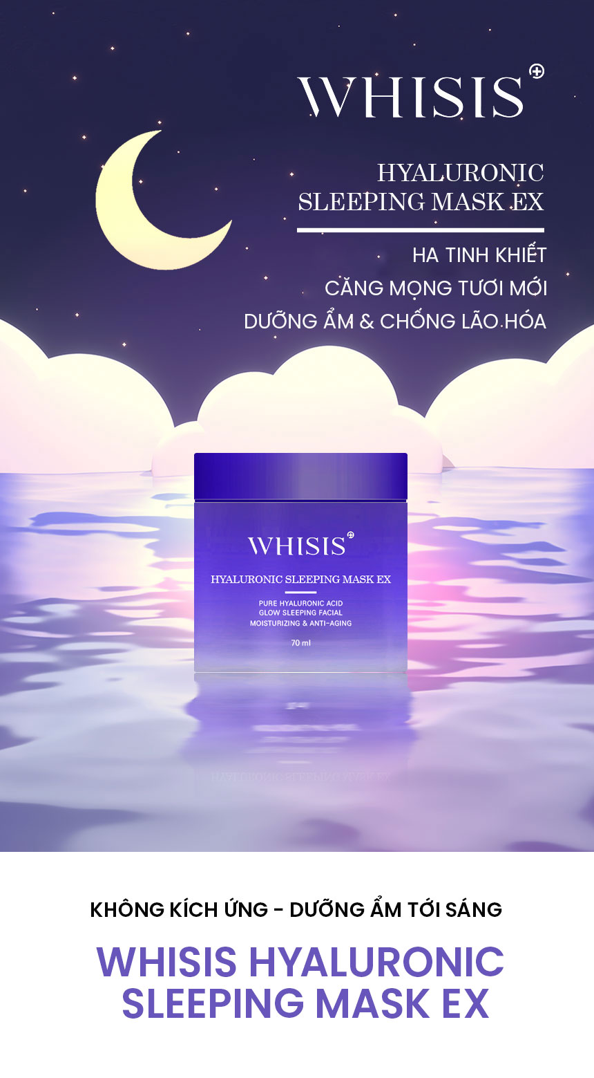 Mặt nạ ngủ cấp ẩm, chống lão hóa WHISIS HYALURONIC SLEEPING MASK EX - 70ml