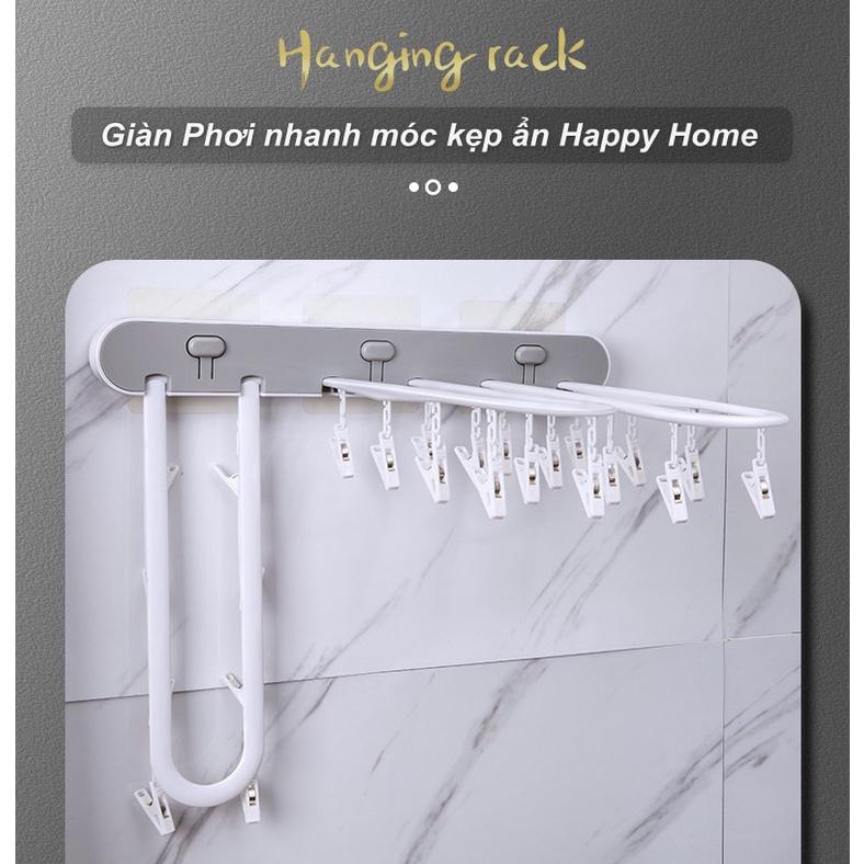 Giàn Phơi nhanh quần áo móc kẹp ẩn Happy