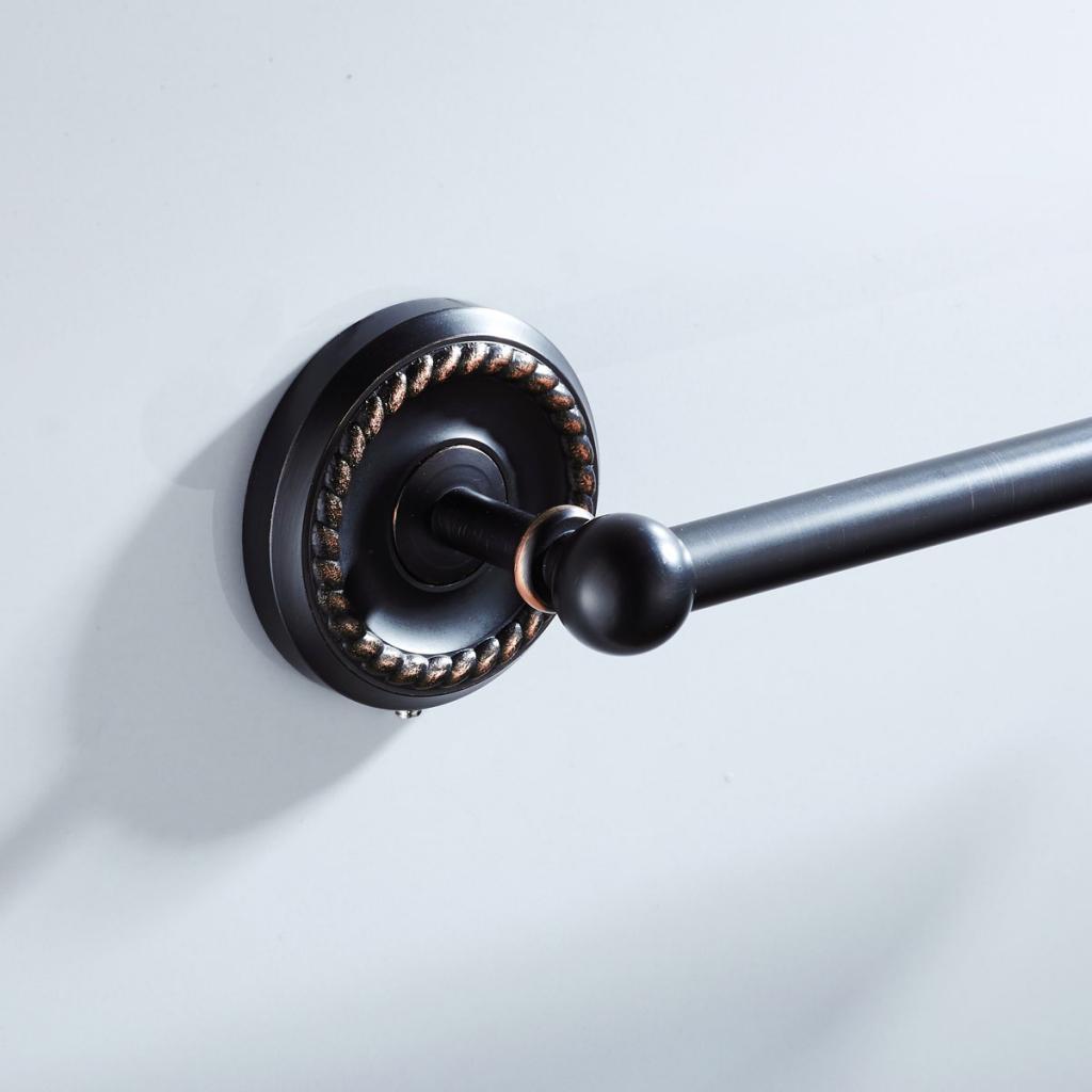 Black Bathroom Towel Rail Wall Mounted Hanging Rod Towel Bar Organizer #A