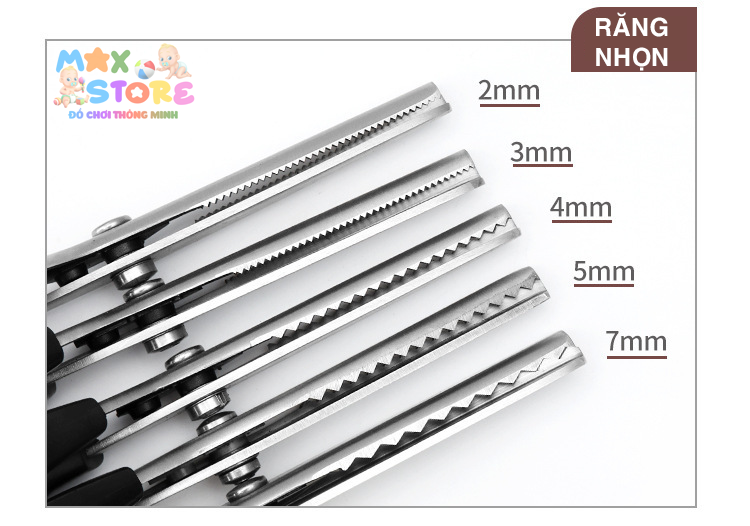 Kéo Răng Cưa Từ 3mm - 18mm Lưỡi Bầu Tròn Và Răng Cưa