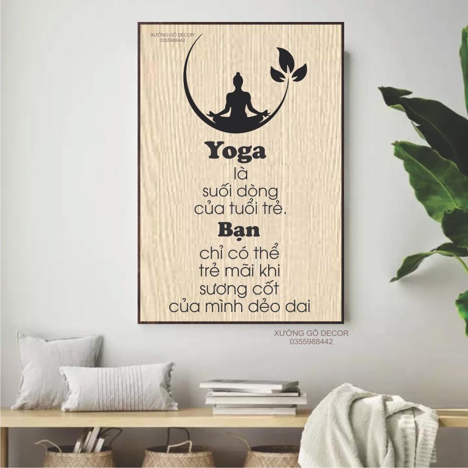 Tranh treo tường decor yoga trang trí phòng thiền, phòng tập yoga ... bằng gỗ