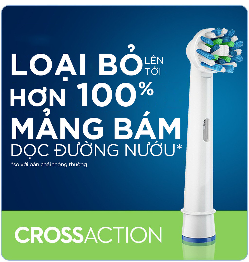 Cho máy Oral B Braun Cross Action EB-50A, Set Bộ 4 đầu bàn chải đánh răng điện đánh tan mảng bám