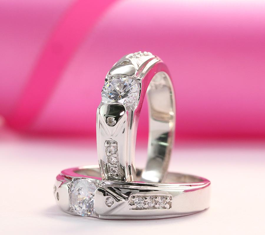 Nhẫn đôi bạc nhẫn cặp bạc đính đá theo mệnh ND0280 trắng - Trang Sức TNJ - 9