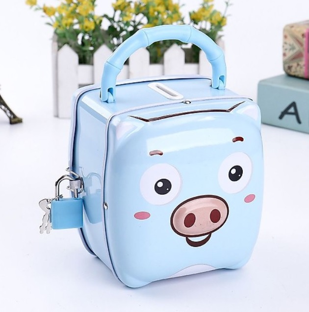 Ống Heo Két Sắt Mini Tiết Kiệm Tiền Mẫu Mới Có Khóa Đáng Yêu Cho Bé