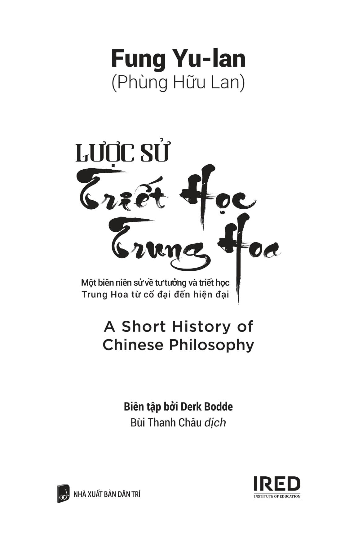 Sách - Lược Sử Triết Học Trung Hoa - A Short History Of Chinese Philosophy - Bìa Cứng