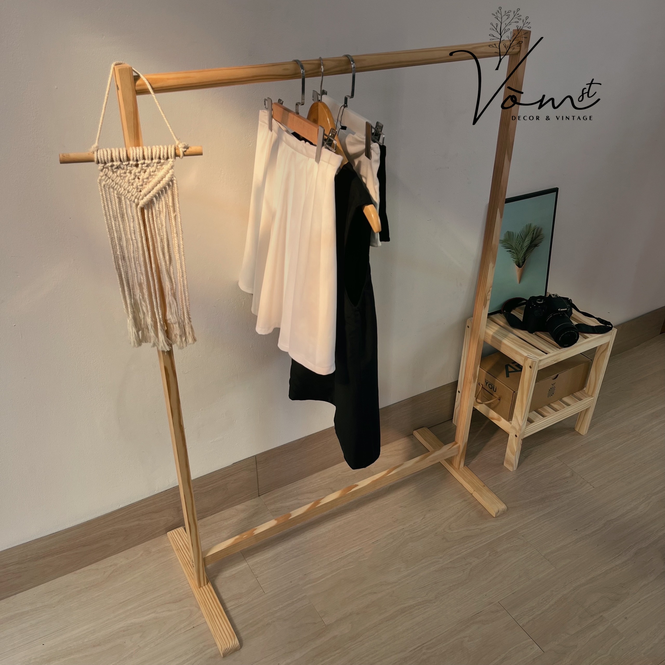[GK003] Giá treo quần áo  chất liệu gỗ thông cao cấp 1m2 - lắp ráp dễ dàng - bền chắc chắn