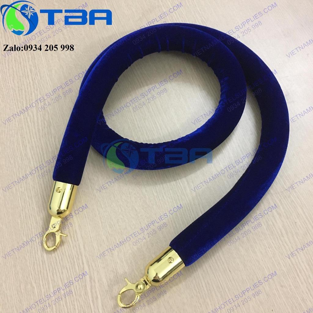 Dây nhung màu xanh thẫm móc khóa mạ vàng cao cấp thay thế cho trụ chắn inox