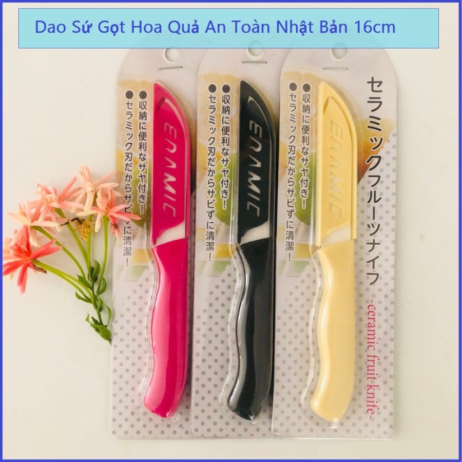 Combo 02 Dao gọt trái cây Nhật Bản lưỡi gốm sứ cao cấp (Dài 16cm) - Giao mầu ngẫu nhiên