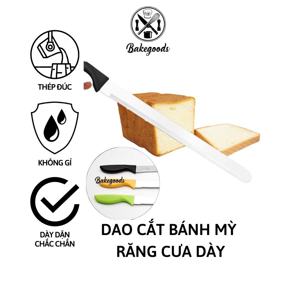 Dao cắt bánh mỳ, dao cắt bánh gato răng cưa lưỡi nhỏ dày cán nhựa hàng cao cấp