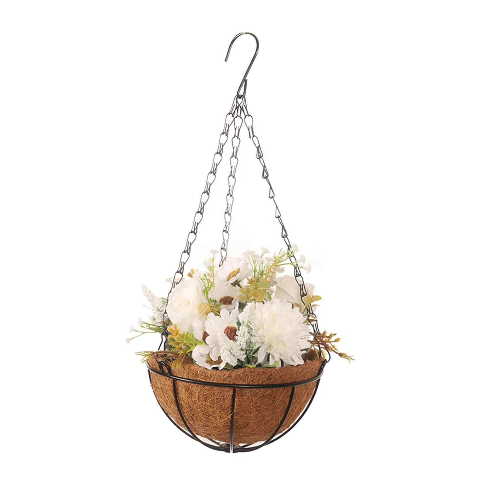 Flower Basket Wreath Spring Wreath Artificial Flower Arrangement Door Hanger Basket Wreath Farmhouse Wreath for Wedding Porch Outside Party