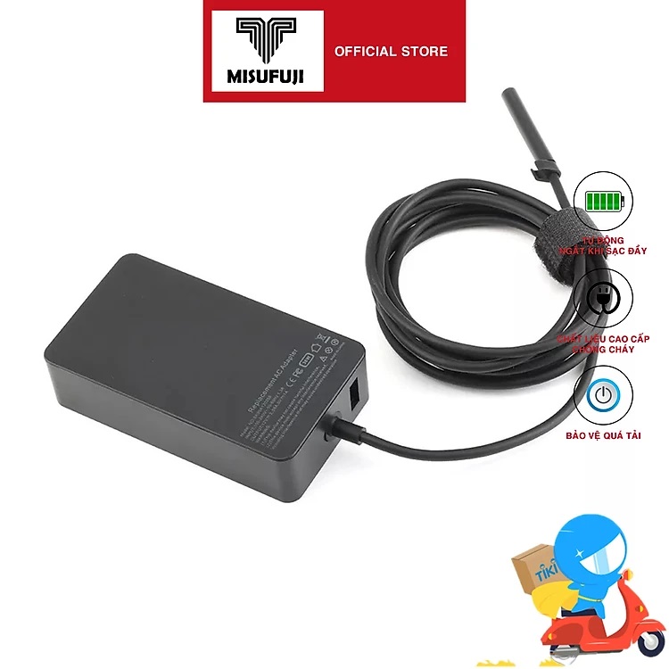 Adapter Sạc dùng cho Laptop Microsoft Surface Pro 3 4 5 6 7 các model sạc 1625 1724 1796 1800 1706 1736 - Hàng Nhập Khẩu New Seal