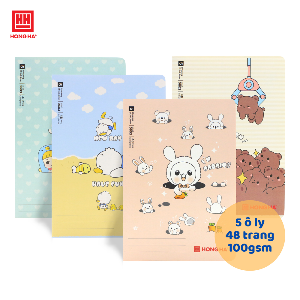 Vở 5 ô ly 48 trang Hồng Hà School Funny định lượng 100gsm - 0603
