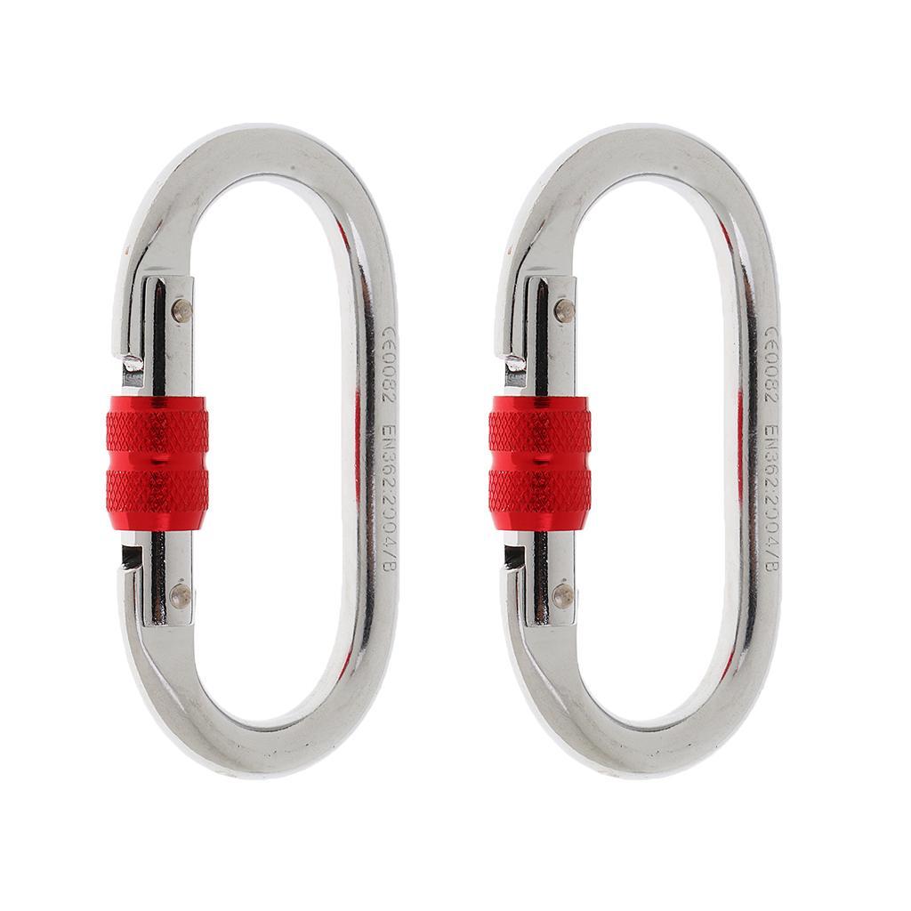 2Pcs Backpack Hiking Stick Holder Walking Pole Fixing Buckle Elastic Rope & 2x Climbing Carabiner Hook
