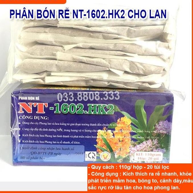 Phân bón túi lọc NT 1602. K2  dùng giai đoạn kích thích ra hoa - Chuyên dùng cho phong lan, cây cảnh