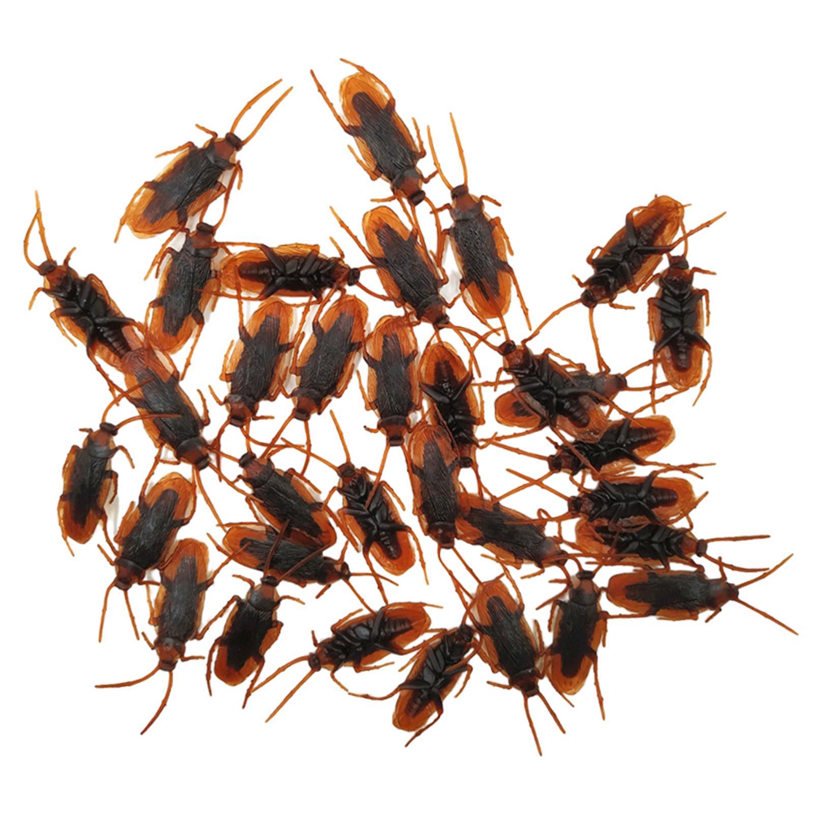 100 Pieces Fake Roaches Halloween Props Party Favors Animal Toys Tricky Toys Educational Toys Artificial Fake Roach for Christmas