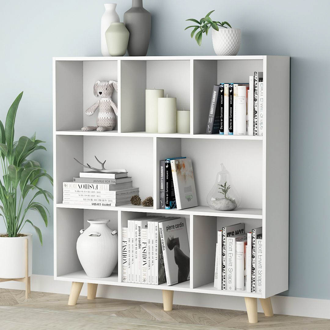 Giá sách bằng gỗ trang trí gia đình SMLIFE Brodeur