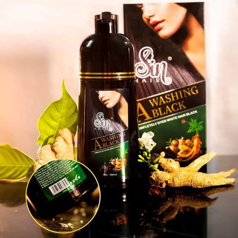 Số 1 Nhật Bản Combo 2 chai dầu gội phủ bạc màu nâu Sin Hair 500ml