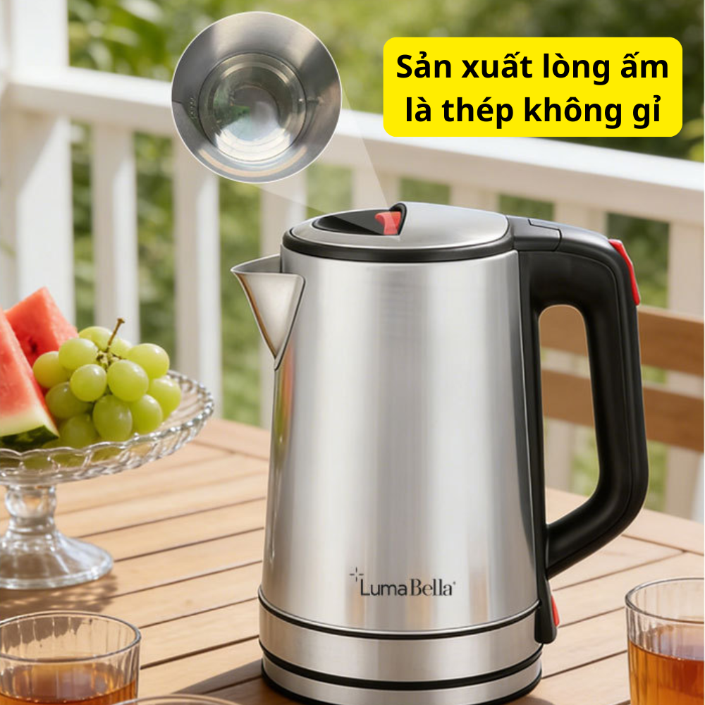 Ấm đun nước siêu tốc INOX304 Lumabella B-3013 dung tích lớn 2.3L, công suất cao 1500W, hâm nước pha sữa nhanh chóng, dễ sử dụng, vô cùng tiện lợi - DELIYA - HÀNG CHÍNH HÃNG
