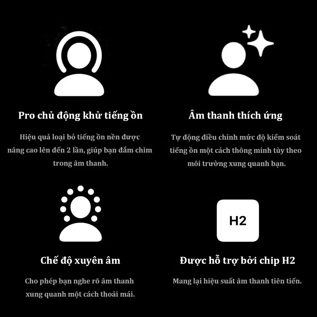 Tai Nghe Bluetooth Pro2 Không Dây định vị khử tiếng ồn ANC PIN TRÂU bass căng tự kết nối Fullbox phụ kiện đủ tính năng đàm thoại 2 chiều - Hàng chính hãng