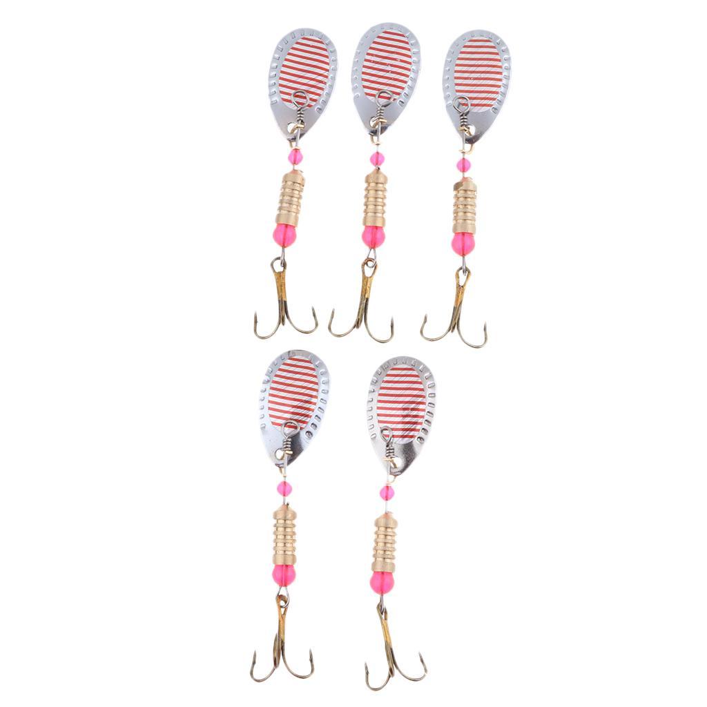5pcs Spoon Sequin Fishing Lures Metal Artificial Fishing Hard Baits Hook
