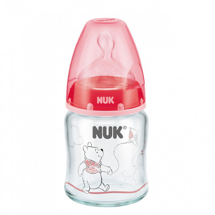 Bình Sữa NUK Thủy Tinh Disney (120ml) Núm Ti Silicone S1 (Size M) NU34425