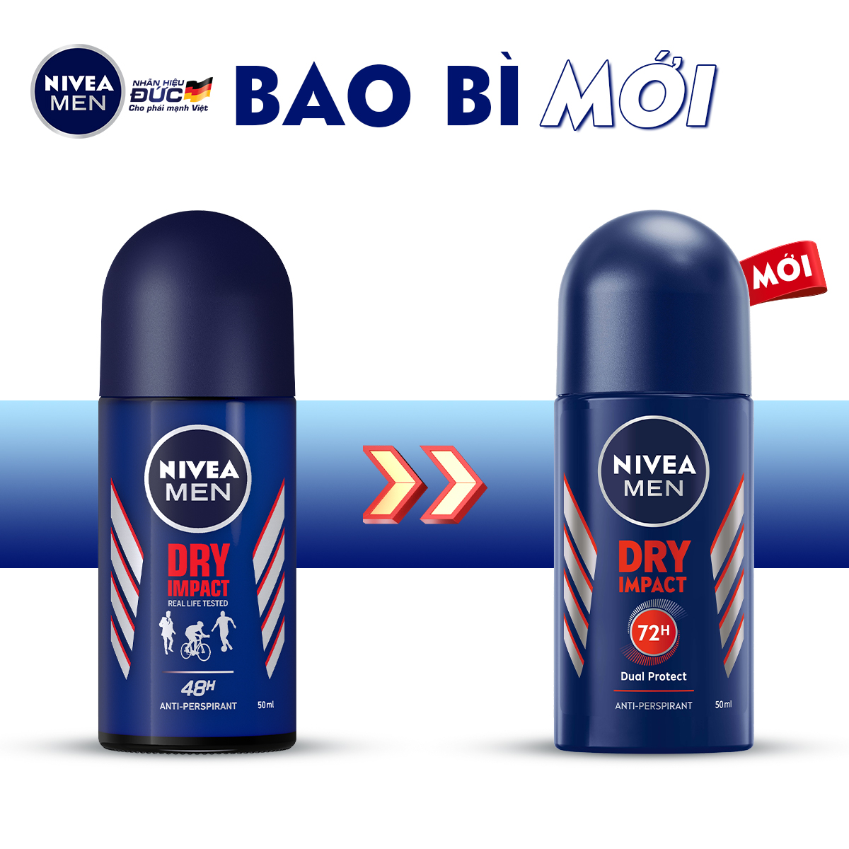 Combo 2 Lăn Ngăn Mùi NIVEA MEN Dry Impact Khô Thoáng (50ml) - 81610